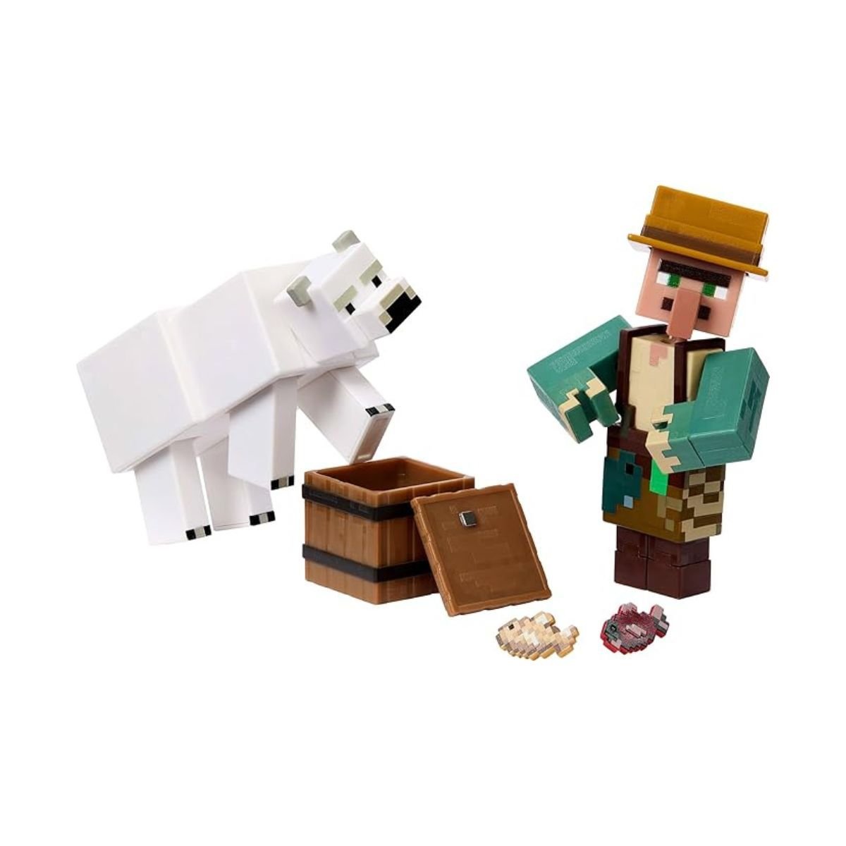 Minecraft Core Figura De 8Cm Con Crafting 2-Pack - Pescador Y Oso Polar
